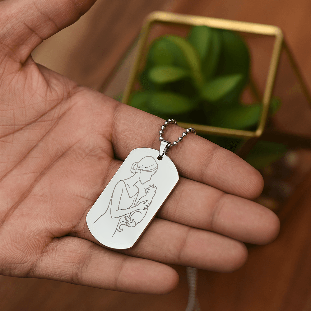 Cat Lady Couture – Engraved Dog Tag Necklace