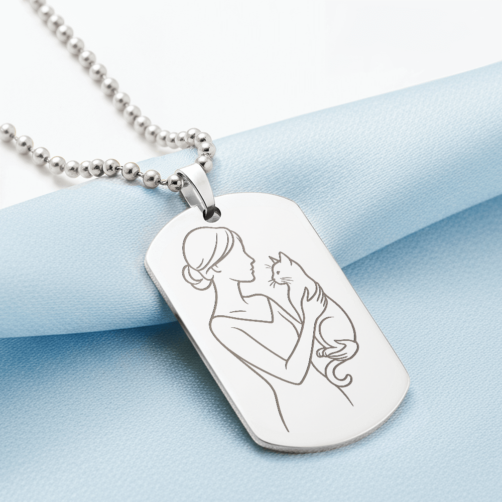 Cat Lady Couture – Engraved Dog Tag Necklace