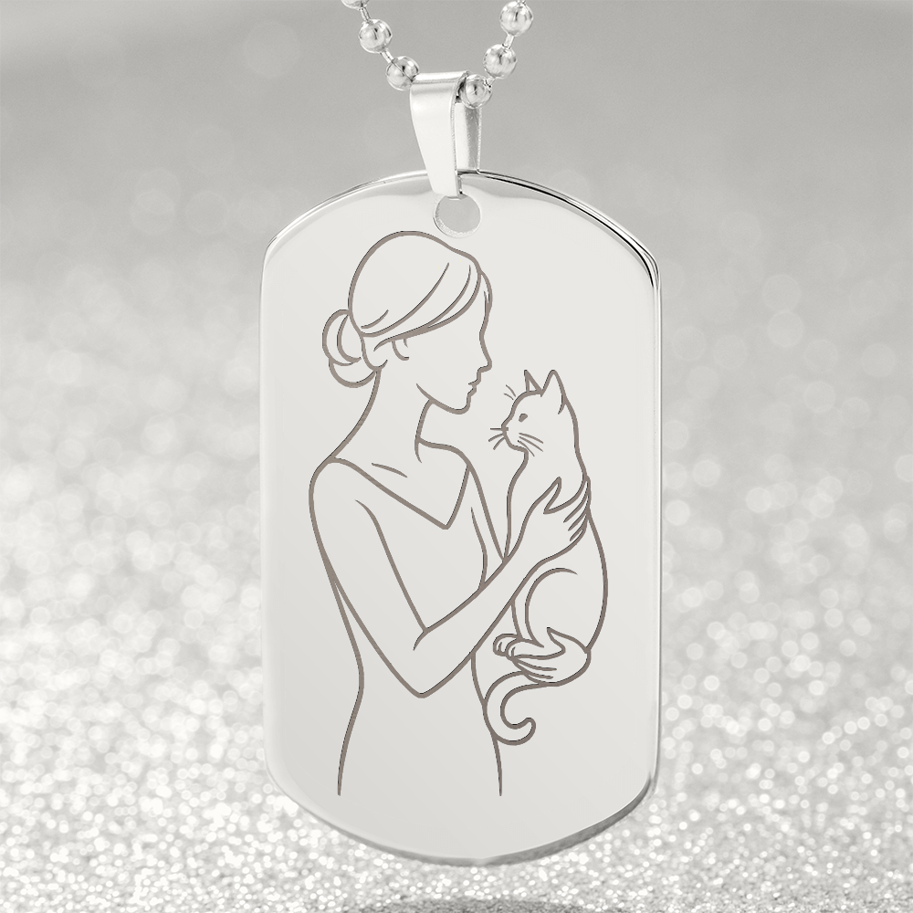 Cat Lady Couture – Engraved Dog Tag Necklace