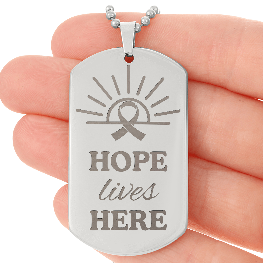 Hope Lives Here – Engraved Dog Tag Necklace