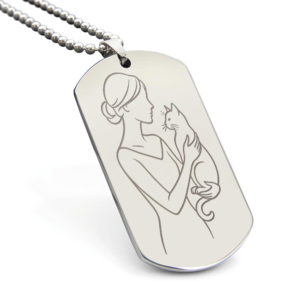 Cat Lady Couture – Engraved Dog Tag Necklace