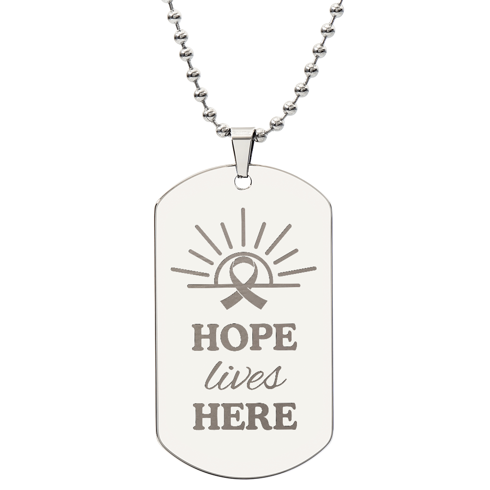 Hope Lives Here – Engraved Dog Tag Necklace