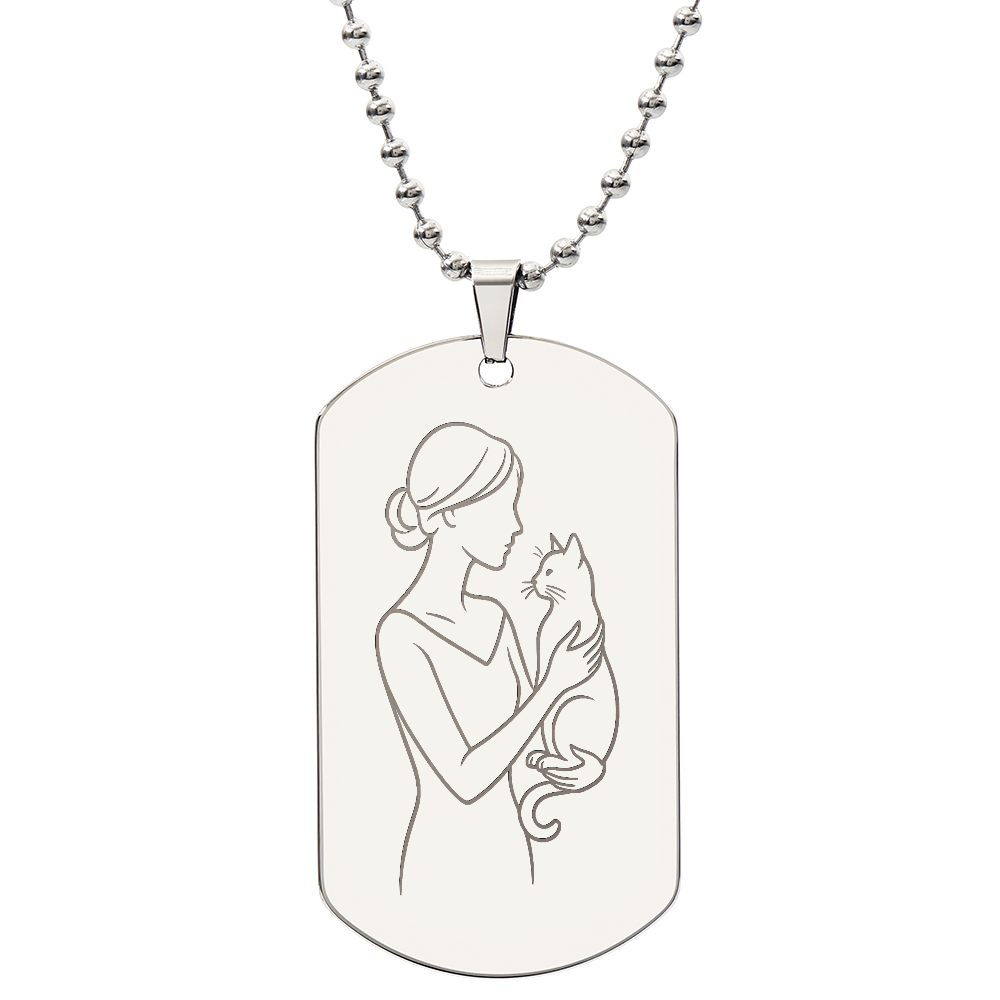 Cat Lady Couture – Engraved Dog Tag Necklace