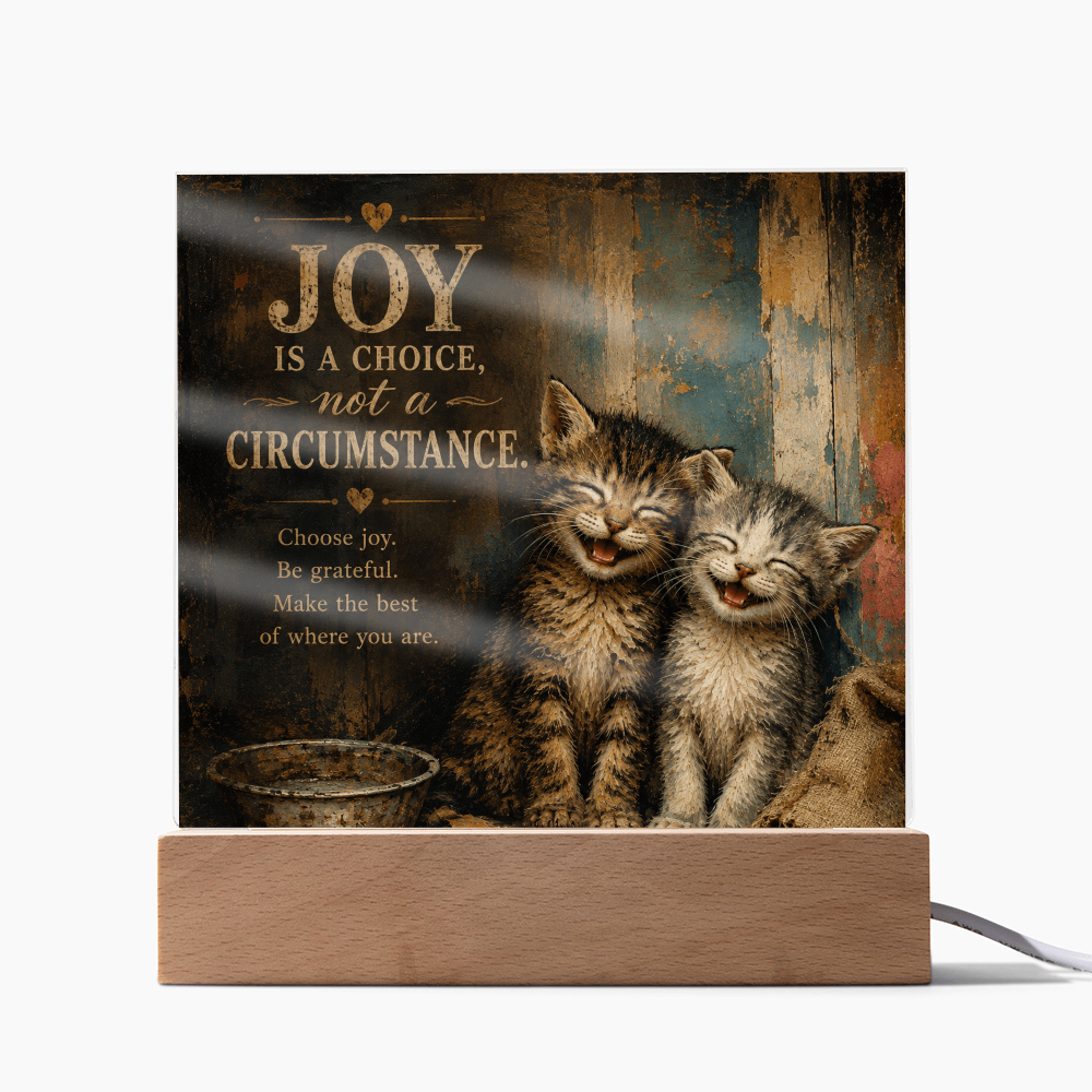 Joy Is a Choice Kitten Acrylic Plaque with LED Base