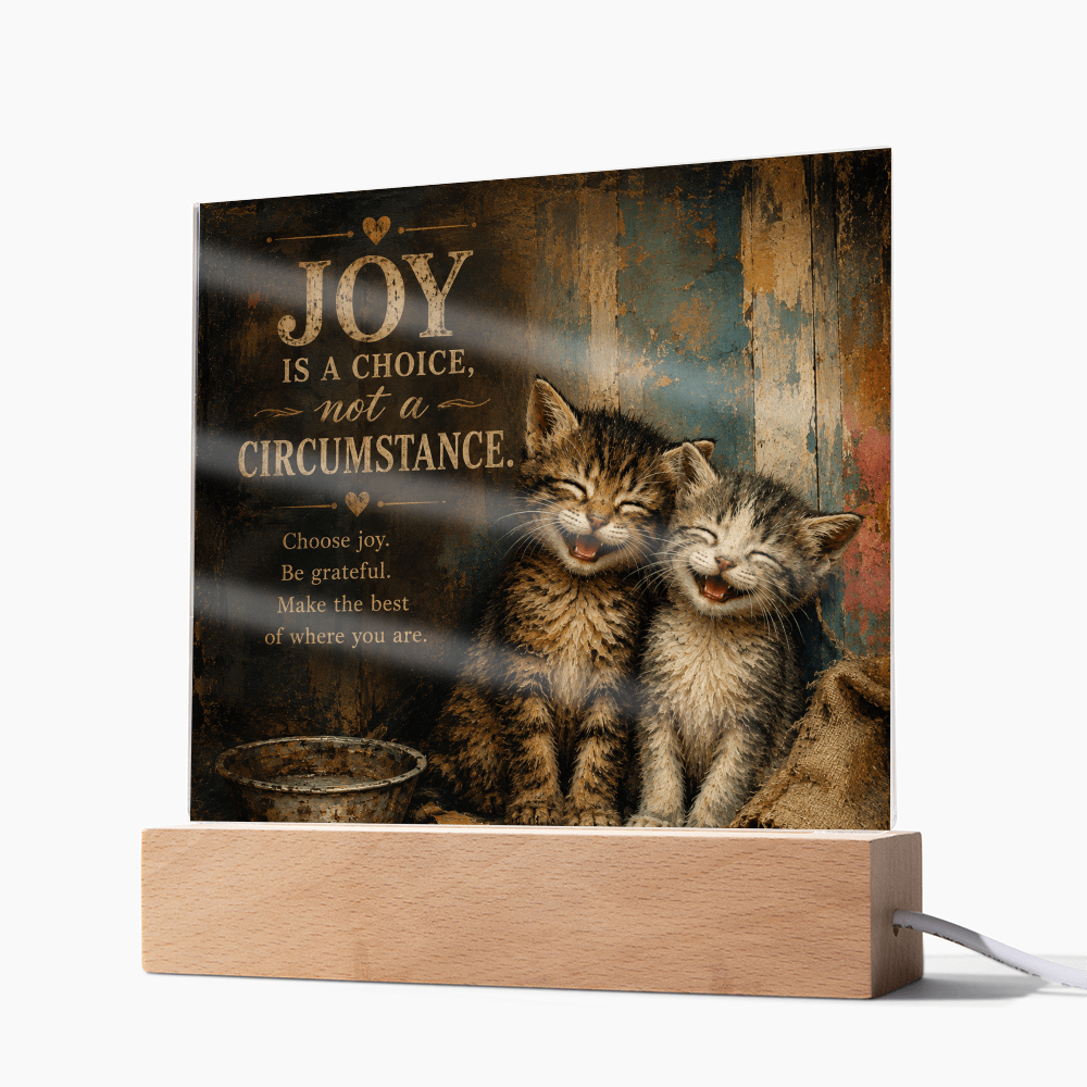 Joy Is a Choice Kitten Acrylic Plaque with LED Base