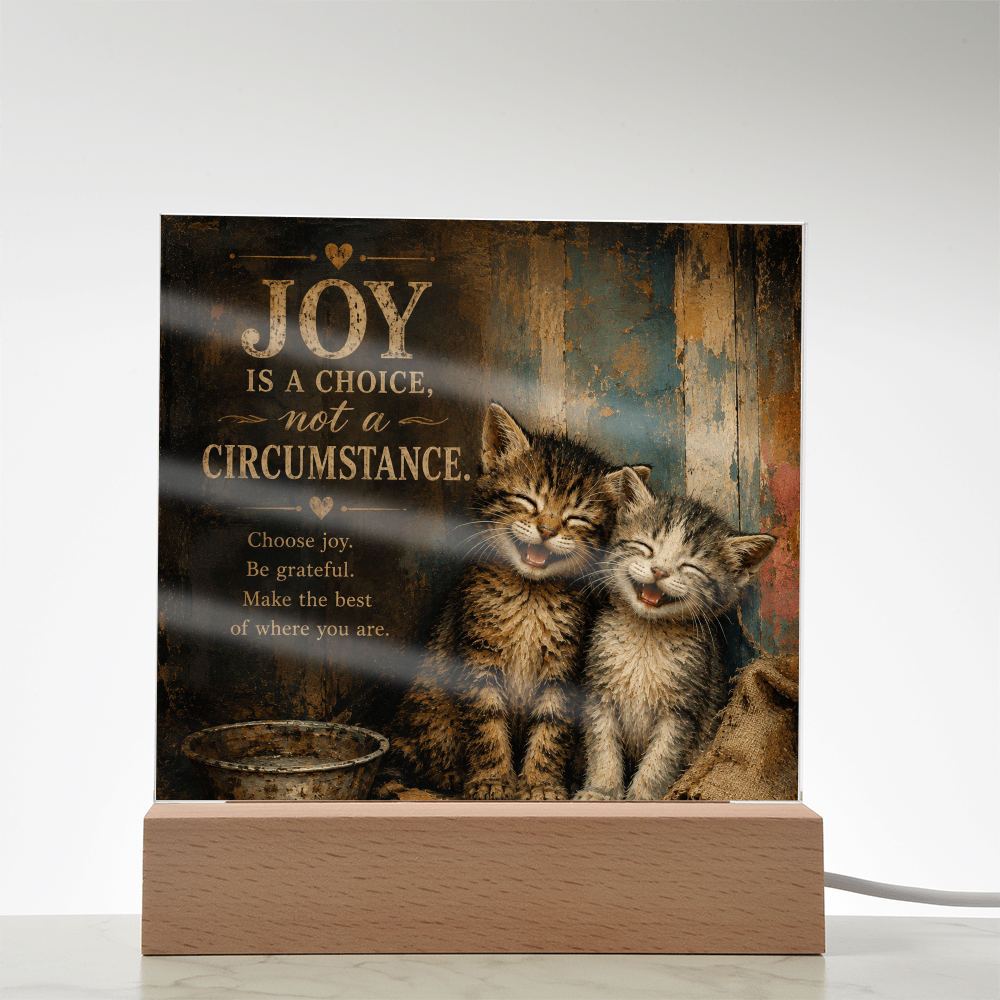 Joy Is a Choice Kitten Acrylic Plaque with LED Base