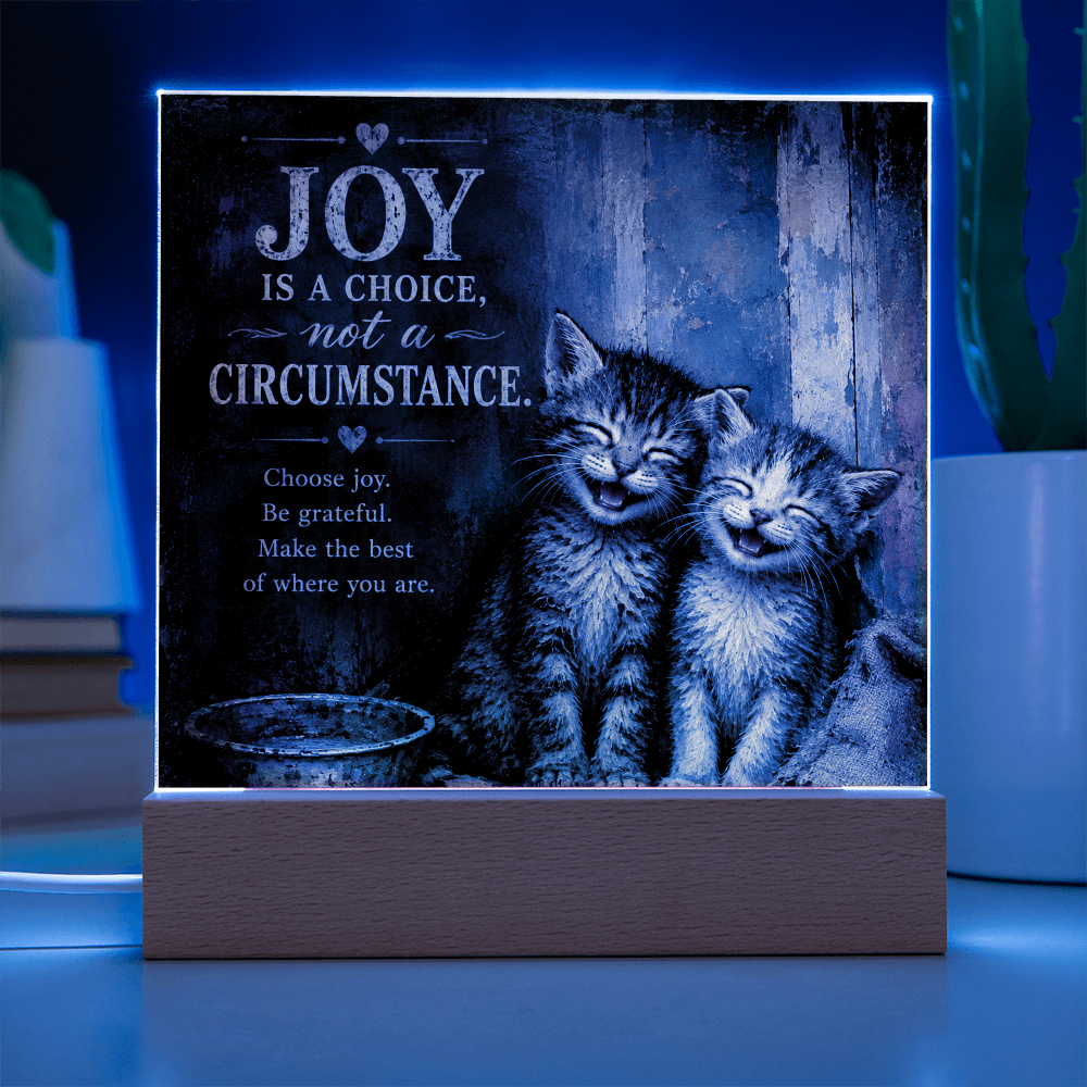 Joy Is a Choice Kitten Acrylic Plaque with LED Base