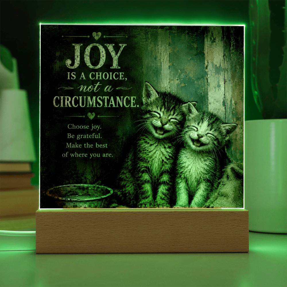 Joy Is a Choice Kitten Acrylic Plaque with LED Base