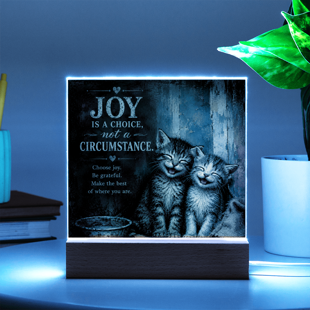 Joy Is a Choice Kitten Acrylic Plaque with LED Base
