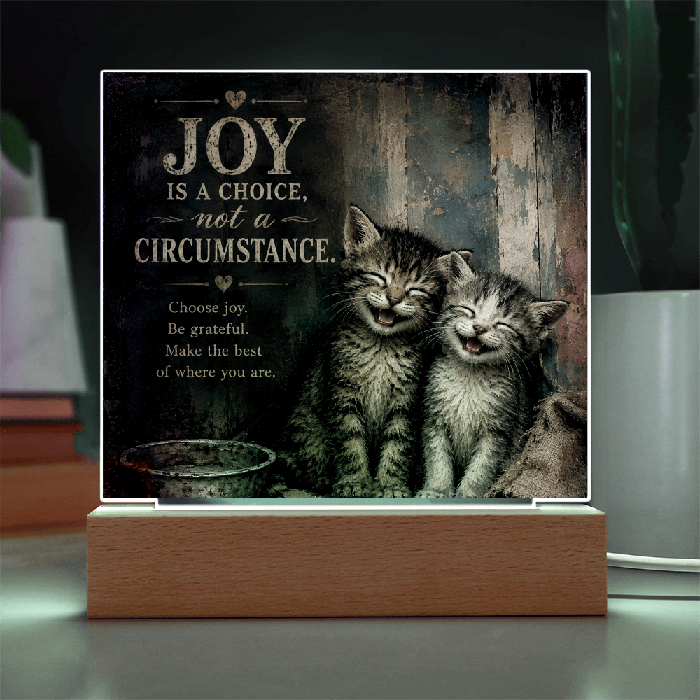 Joy Is a Choice Kitten Acrylic Plaque with LED Base