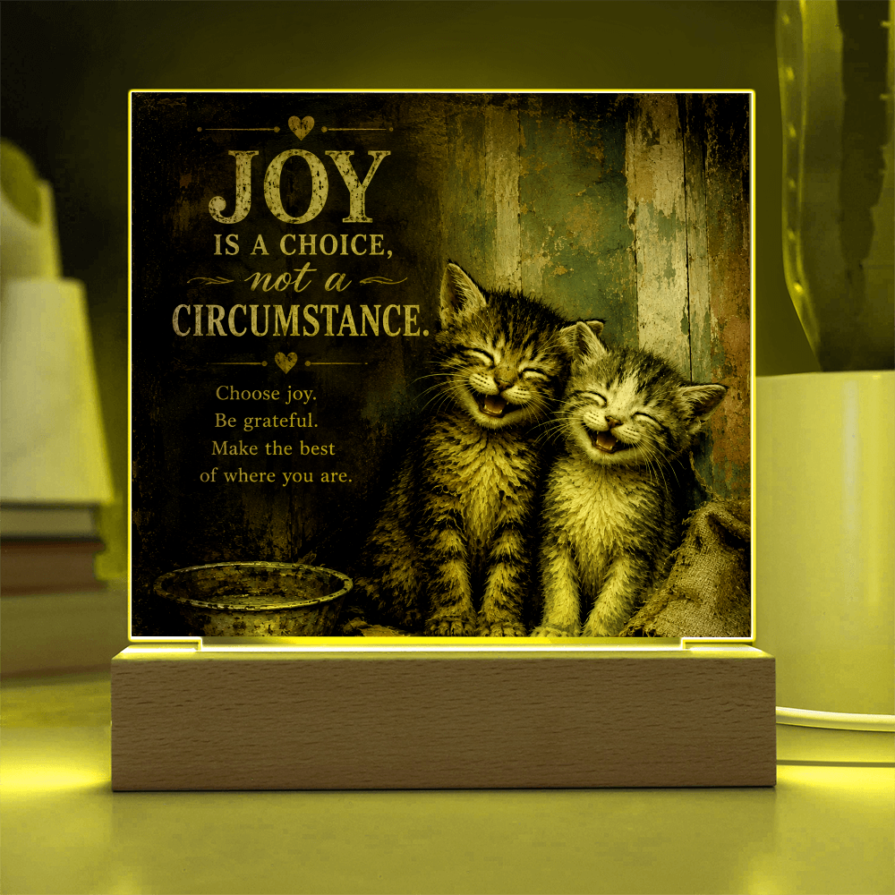 Joy Is a Choice Kitten Acrylic Plaque with LED Base
