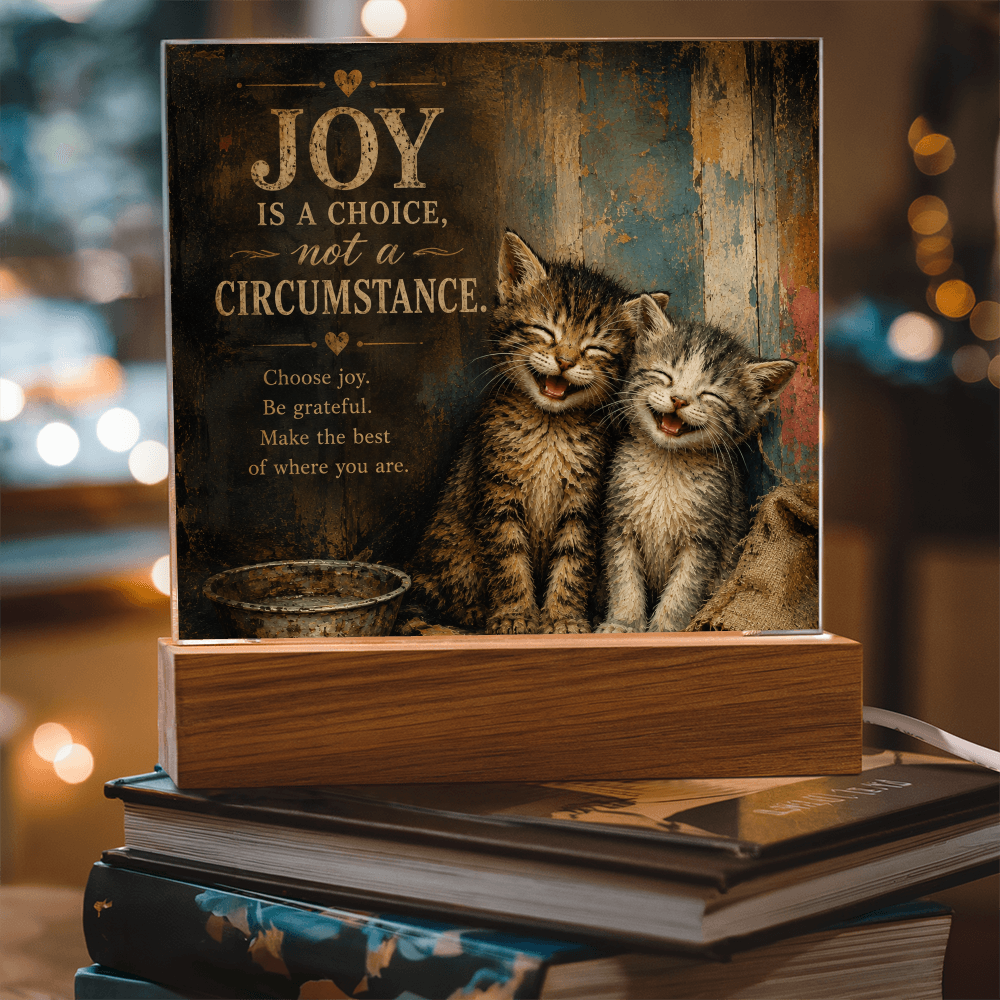 Joy Is a Choice Kitten Acrylic Plaque with LED Base