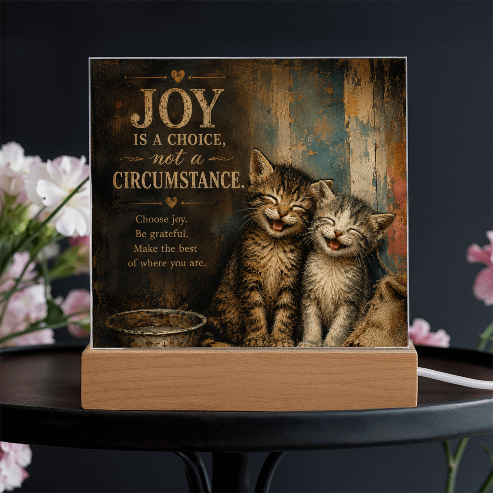 Joy Is a Choice Kitten Acrylic Plaque with LED Base