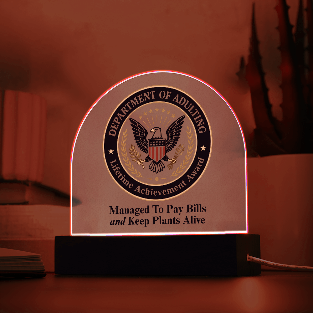 Department of Adulting Lifetime Achievement Award Acrylic Plaque
