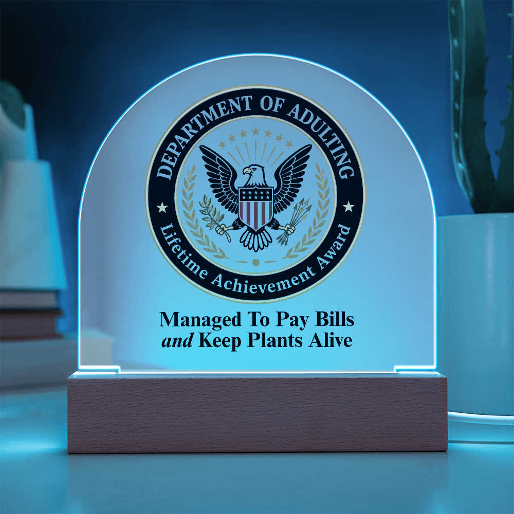 Department of Adulting Lifetime Achievement Award Acrylic Plaque