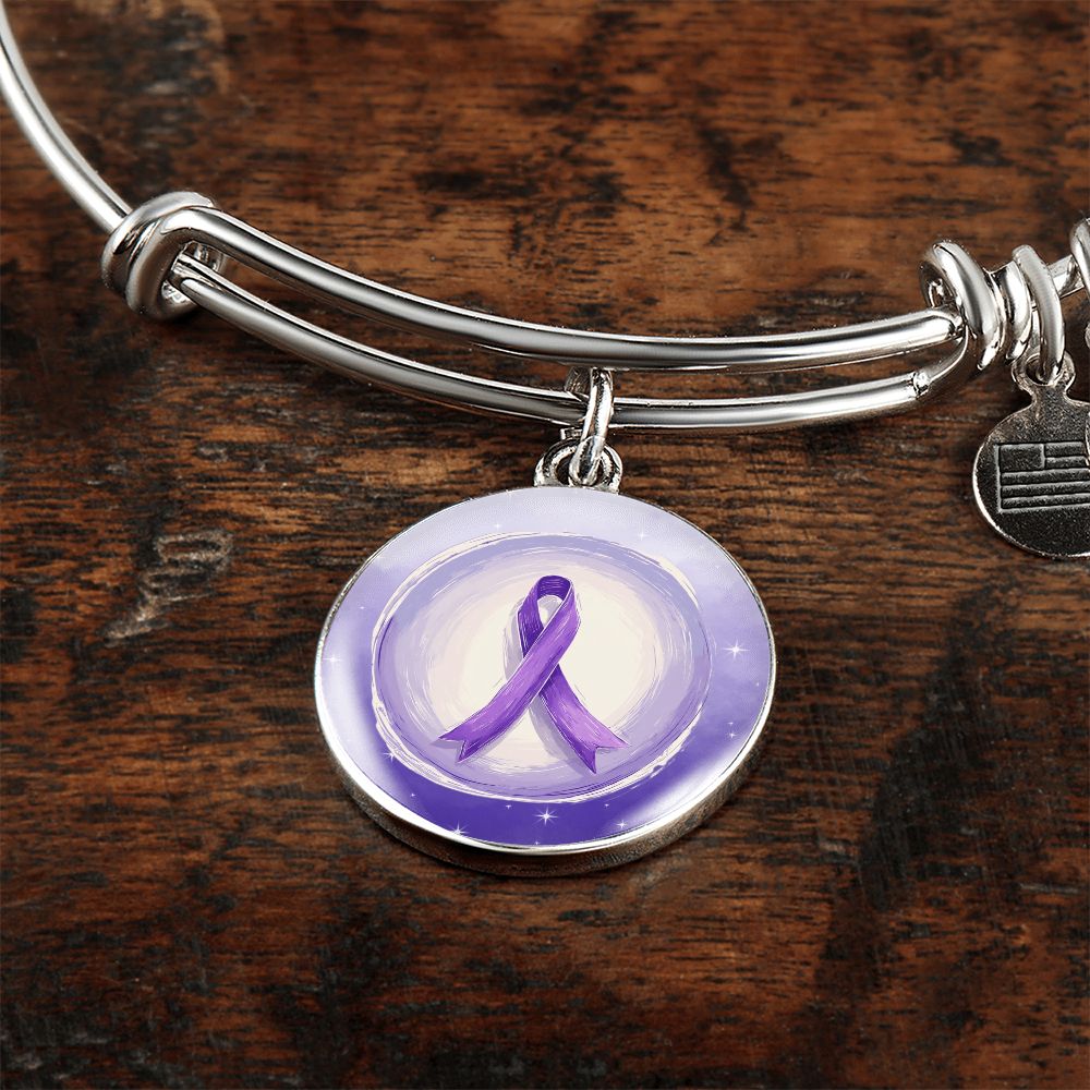 Watercolor Purple Ribbon Pendant Bracelet