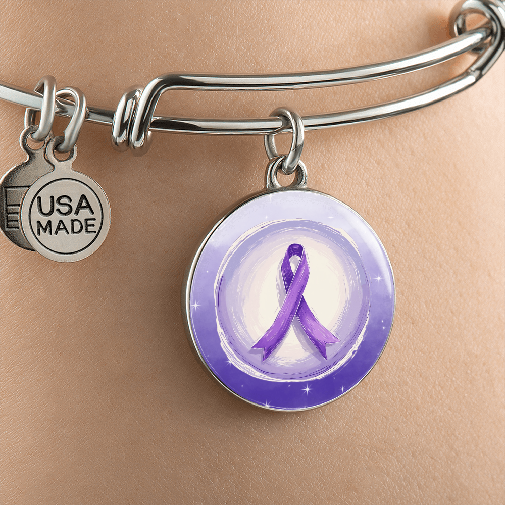 Watercolor Purple Ribbon Pendant Bracelet