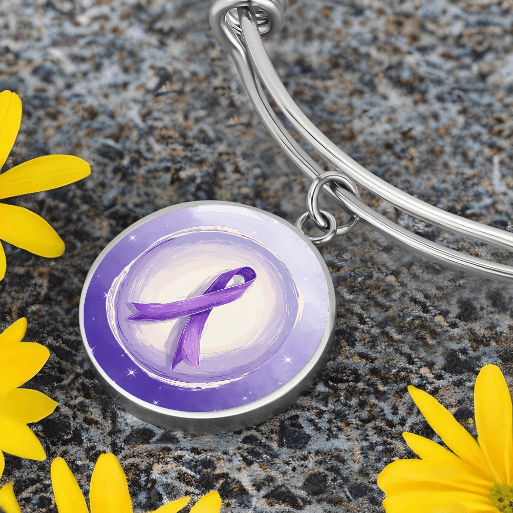 Watercolor Purple Ribbon Pendant Bracelet