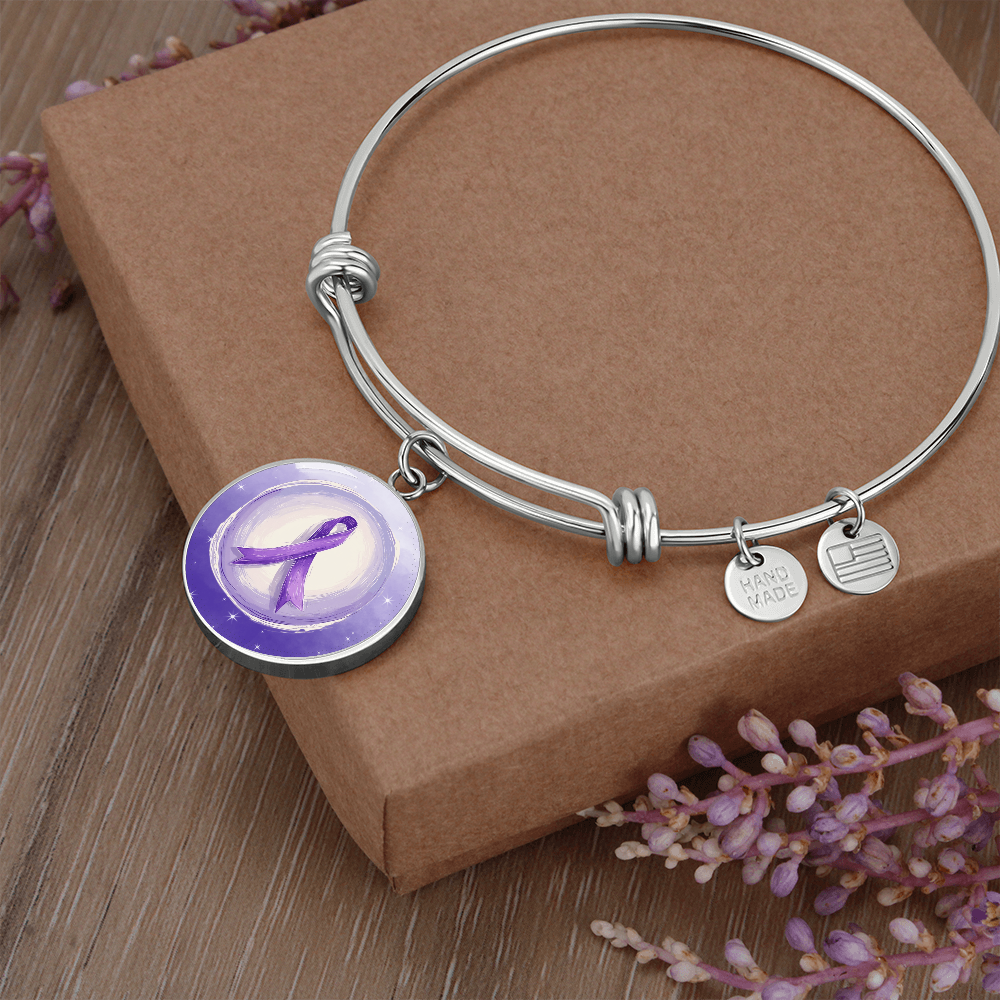 Watercolor Purple Ribbon Pendant Bracelet