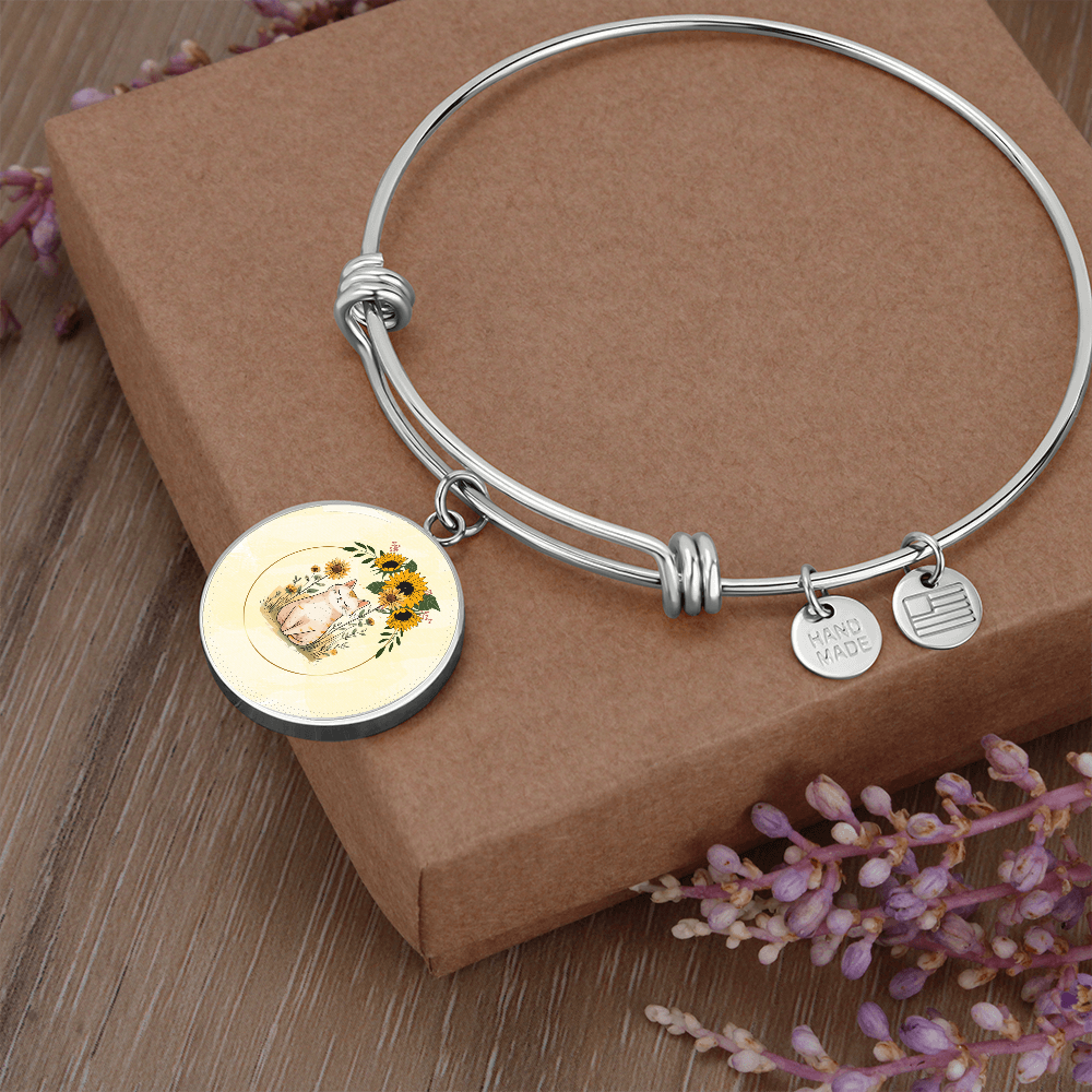 Yellow Sunflower Kitty Pendant Bracelet