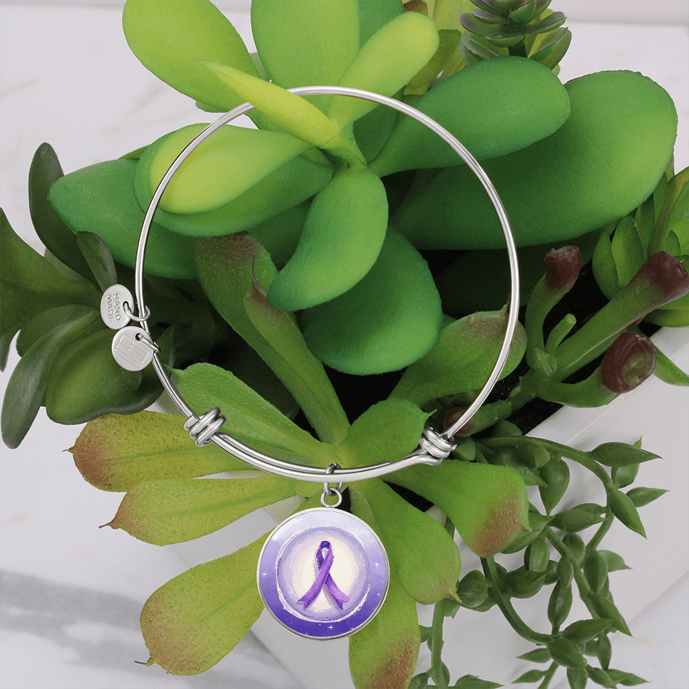 Watercolor Purple Ribbon Pendant Bracelet