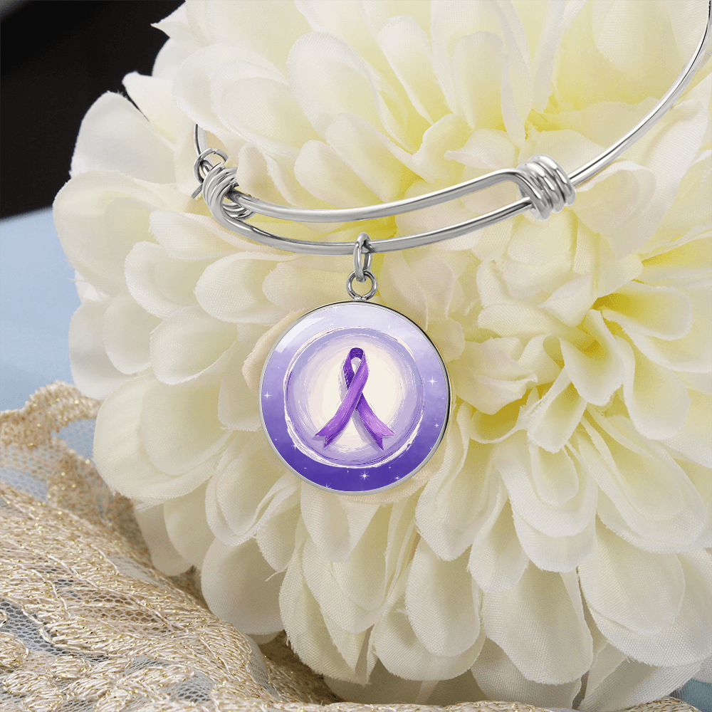 Watercolor Purple Ribbon Pendant Bracelet