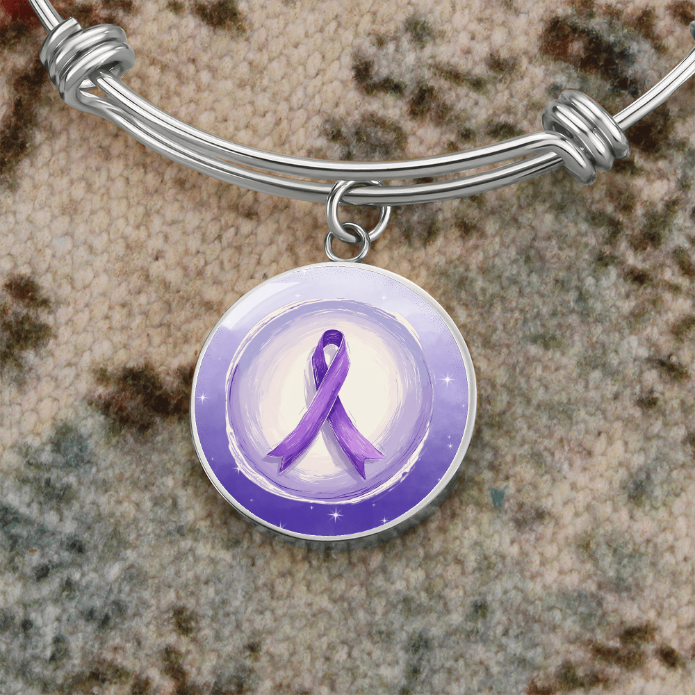 Watercolor Purple Ribbon Pendant Bracelet