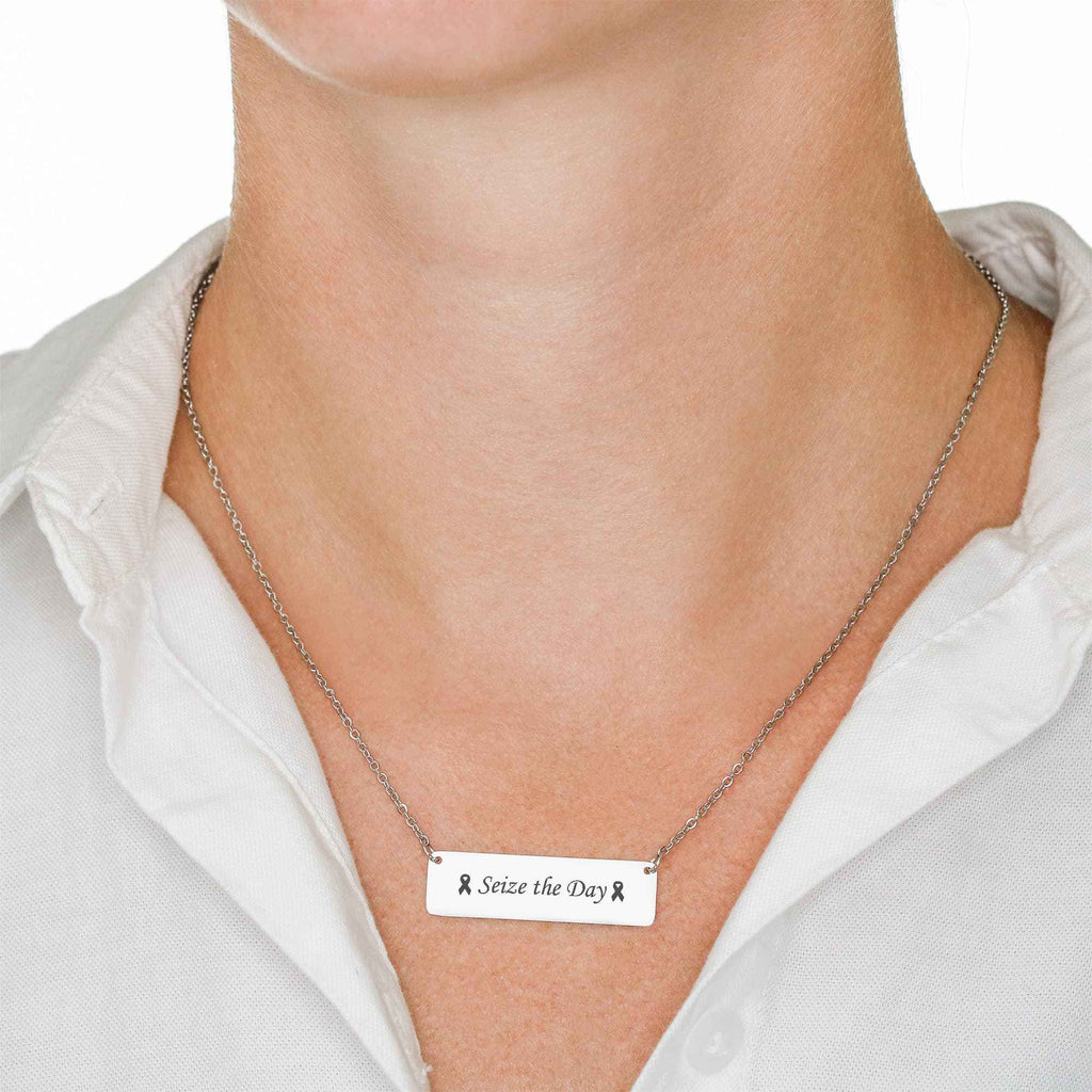 Seize the Day Engraved Horizontal Bar Necklace