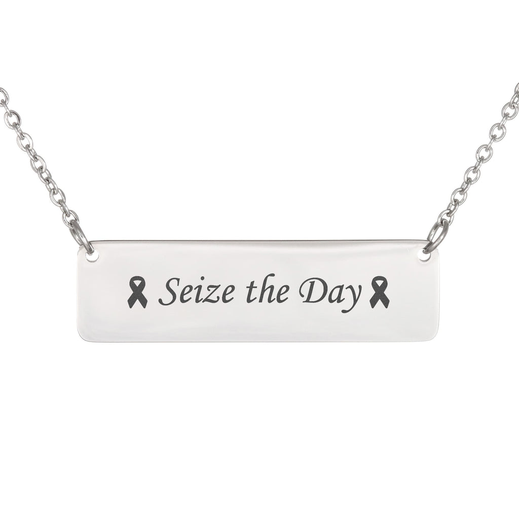 Seize the Day Engraved Horizontal Bar Necklace