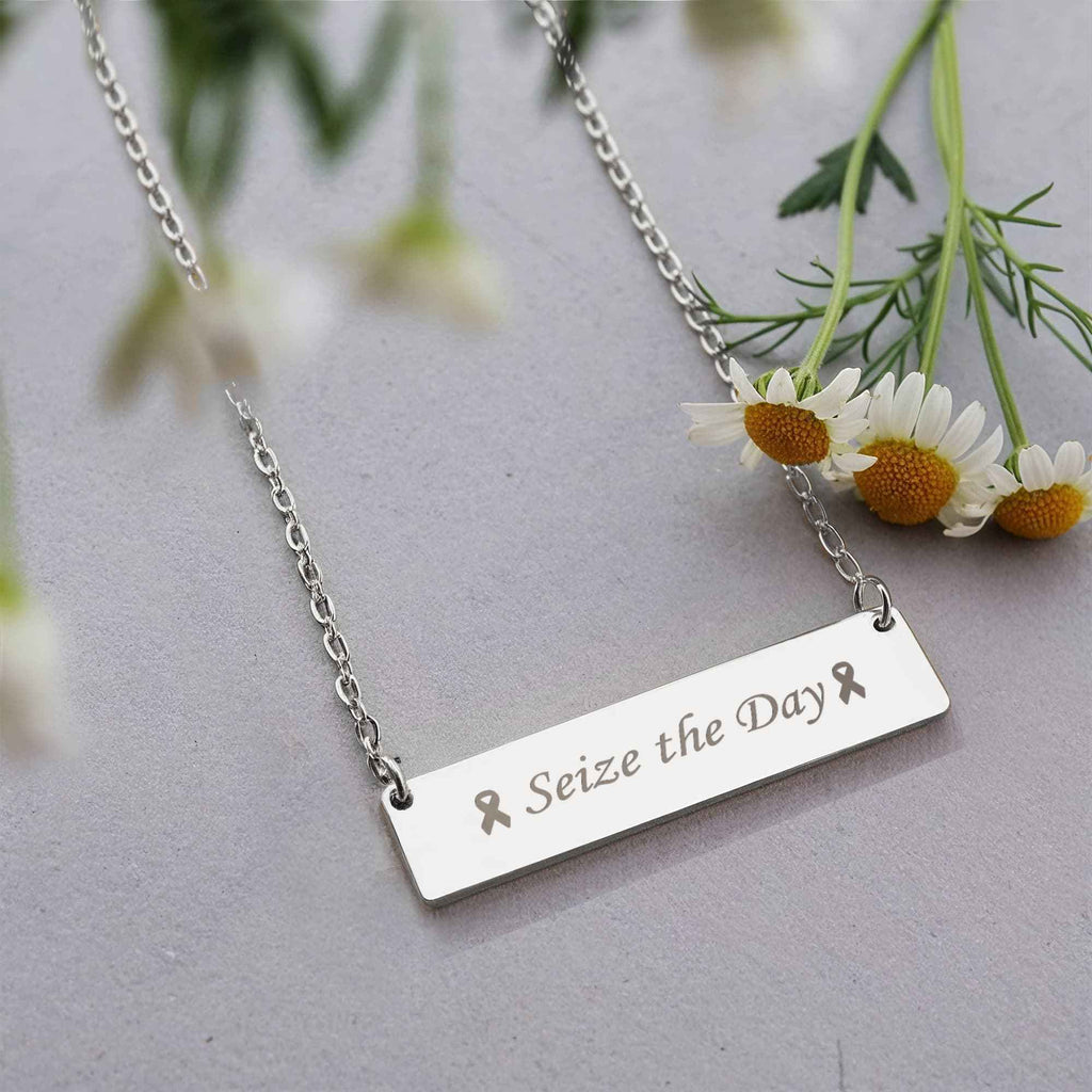 Seize the Day Engraved Horizontal Bar Necklace
