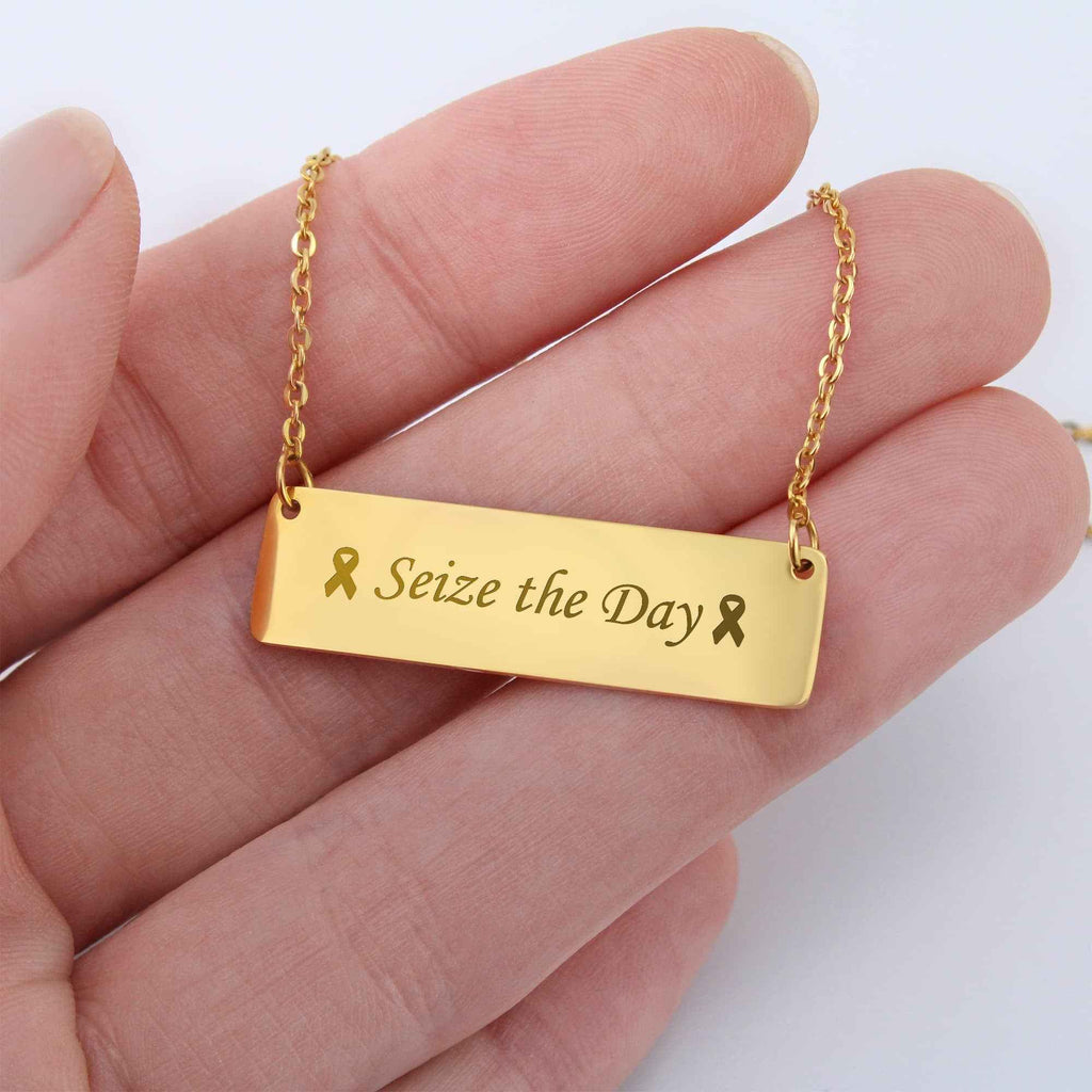 Seize the Day Engraved Horizontal Bar Necklace