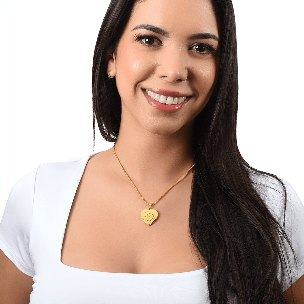 Cat Lady Heart Necklace – Engraved Line-Art Pendant