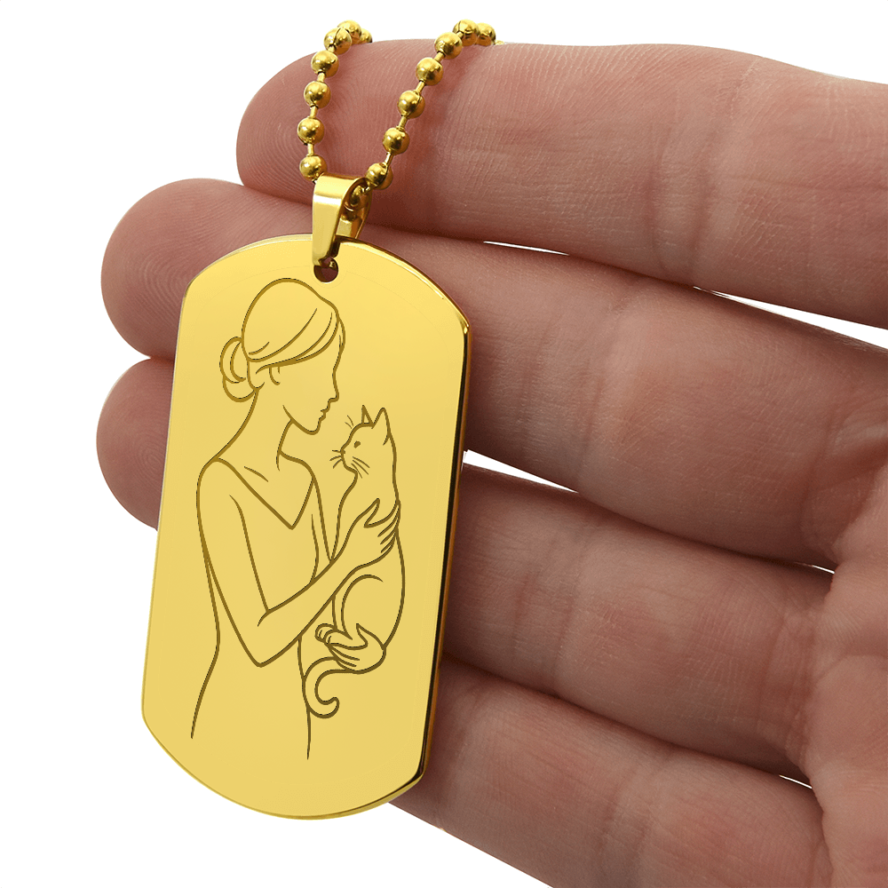 Cat Lady Couture – Engraved Dog Tag Necklace