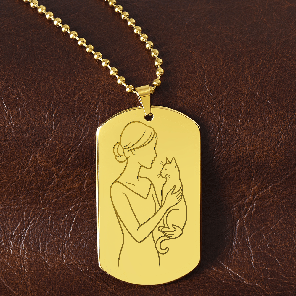 Cat Lady Couture – Engraved Dog Tag Necklace