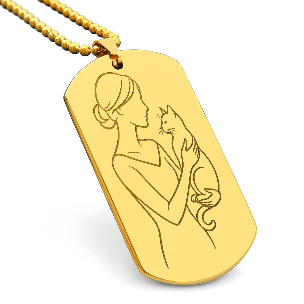 Cat Lady Couture – Engraved Dog Tag Necklace