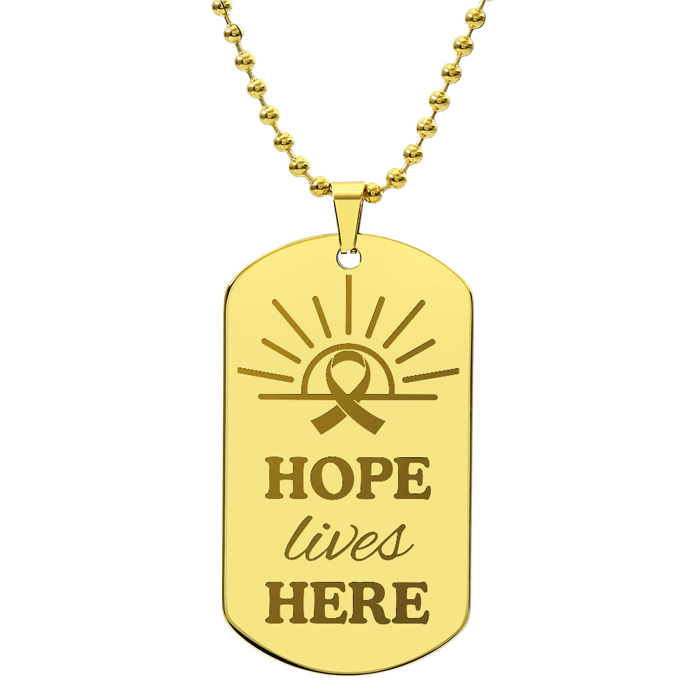 Hope Lives Here – Engraved Dog Tag Necklace