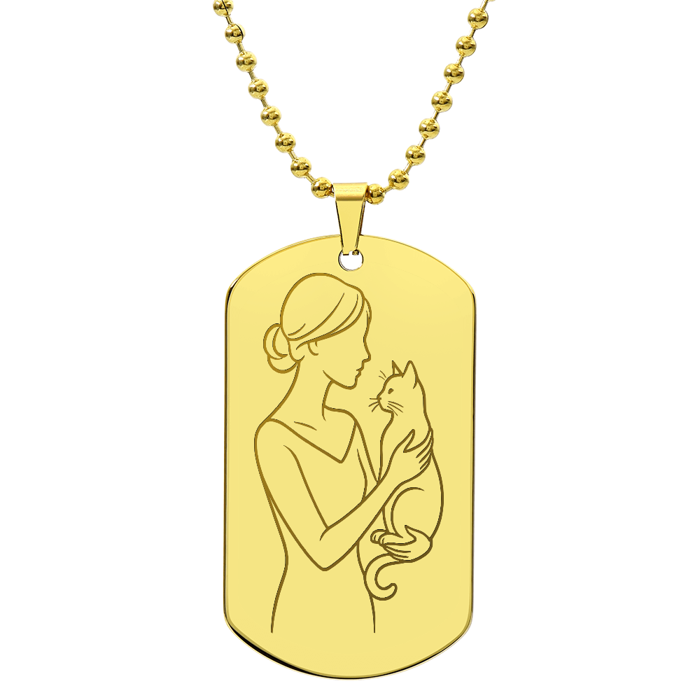 Cat Lady Couture – Engraved Dog Tag Necklace