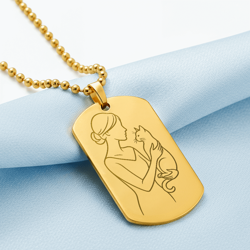 Cat Lady Couture – Engraved Dog Tag Necklace