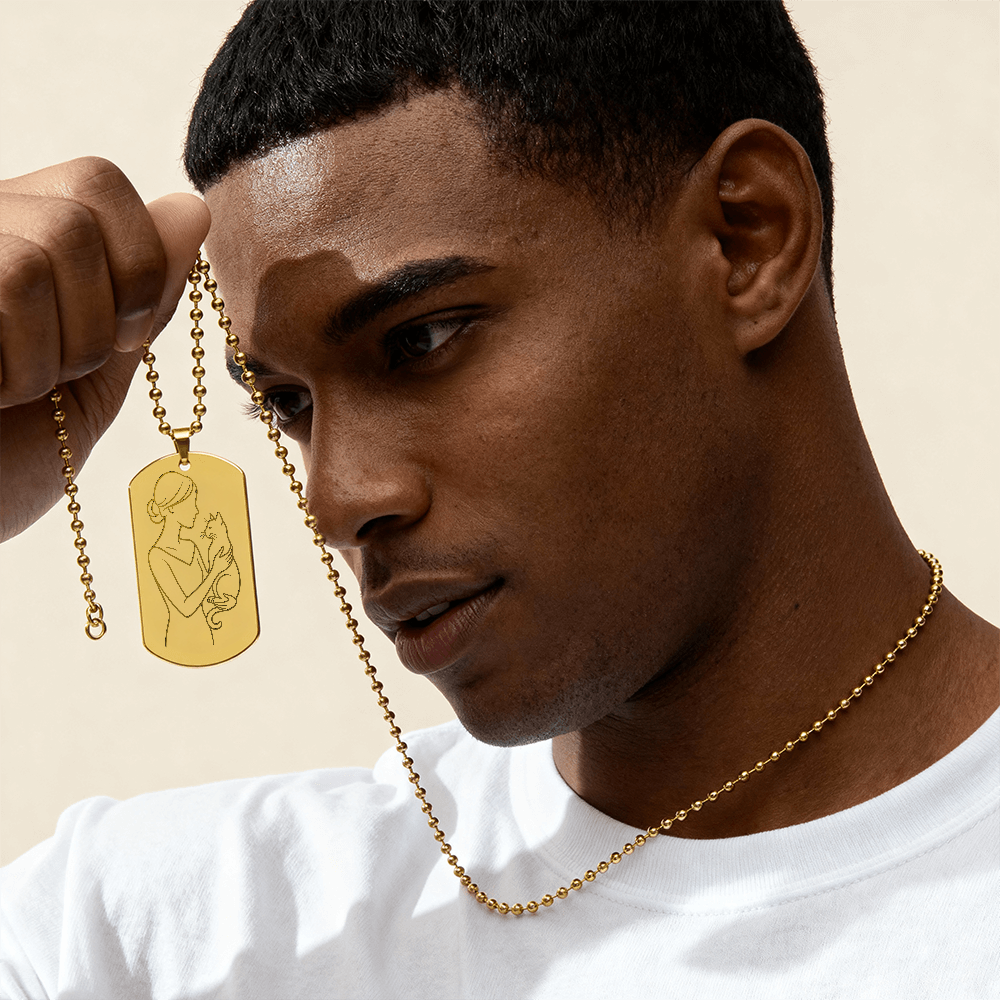 Cat Lady Couture – Engraved Dog Tag Necklace