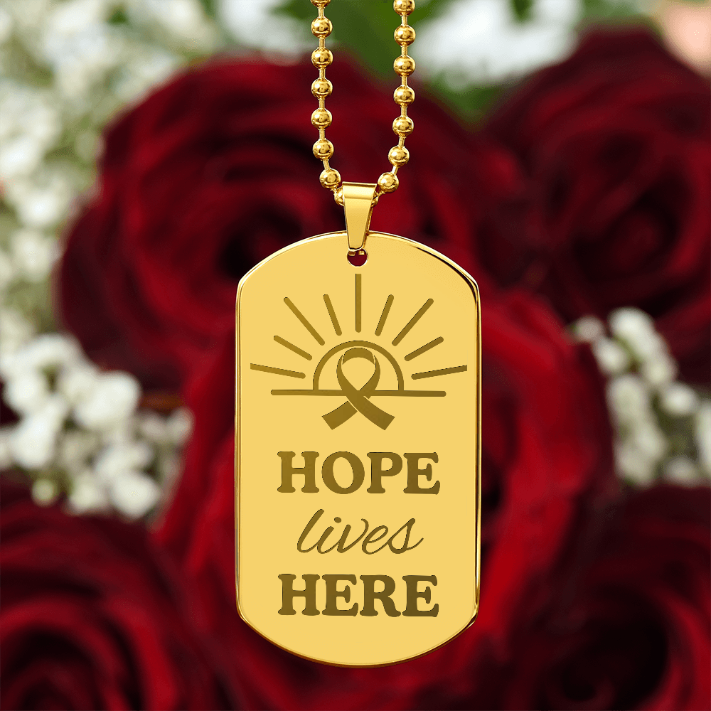 Hope Lives Here – Engraved Dog Tag Necklace