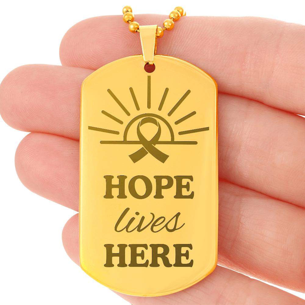 Hope Lives Here – Engraved Dog Tag Necklace