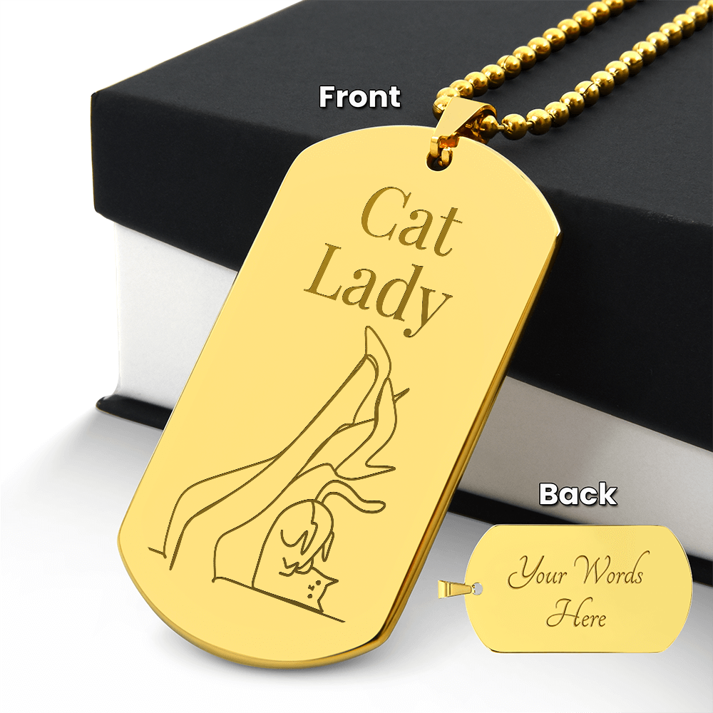 Cat Lady Legs Engraved Necklace