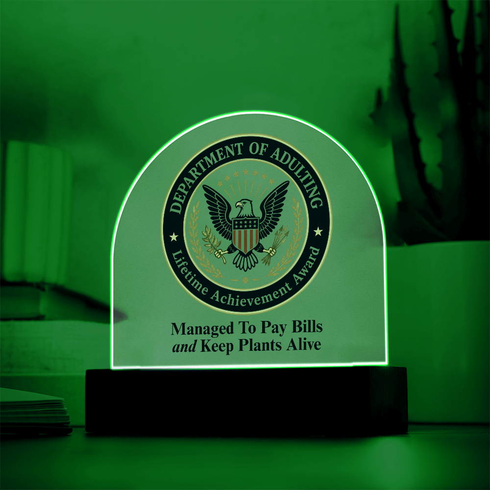 Department of Adulting Lifetime Achievement Award Acrylic Plaque