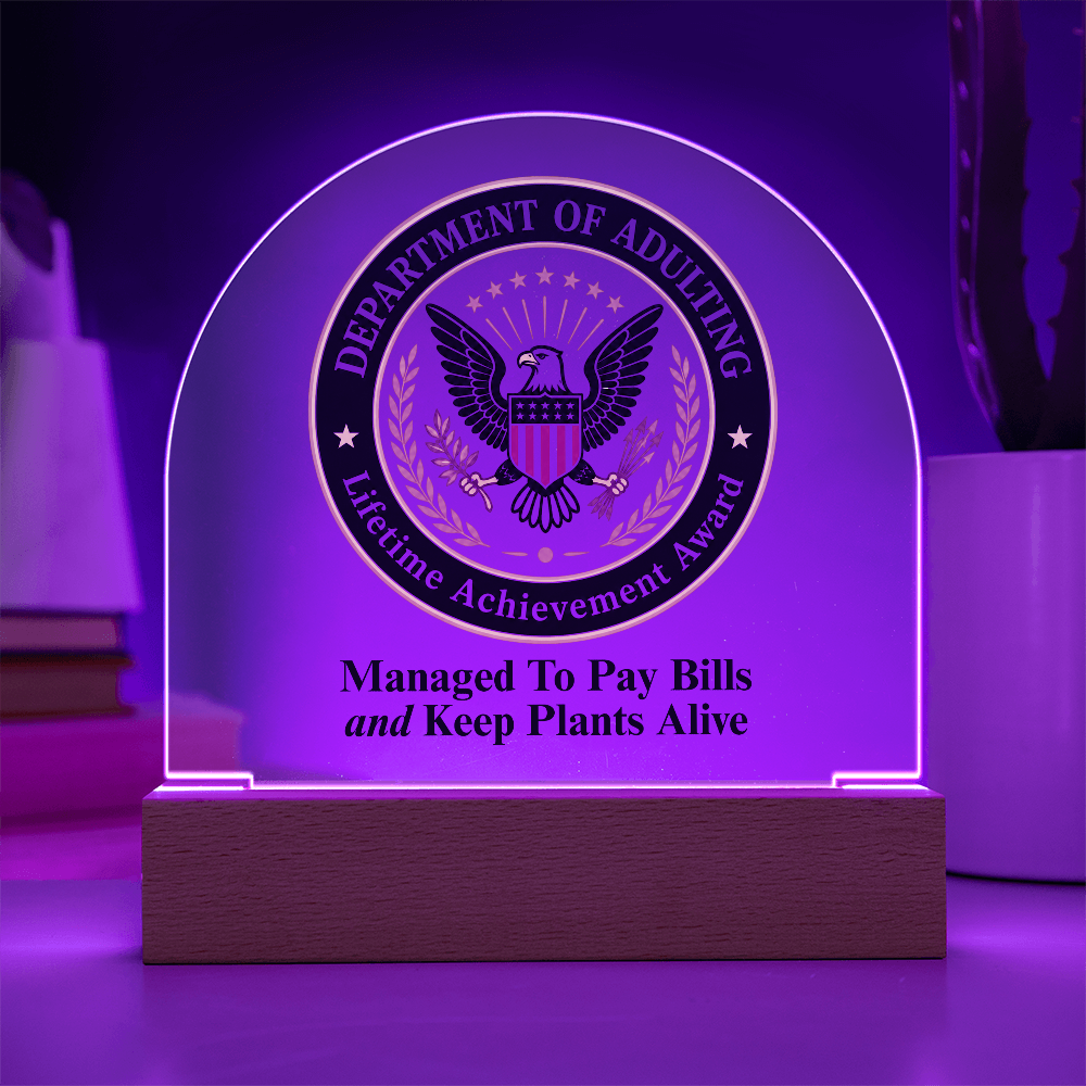 Department of Adulting Lifetime Achievement Award Acrylic Plaque