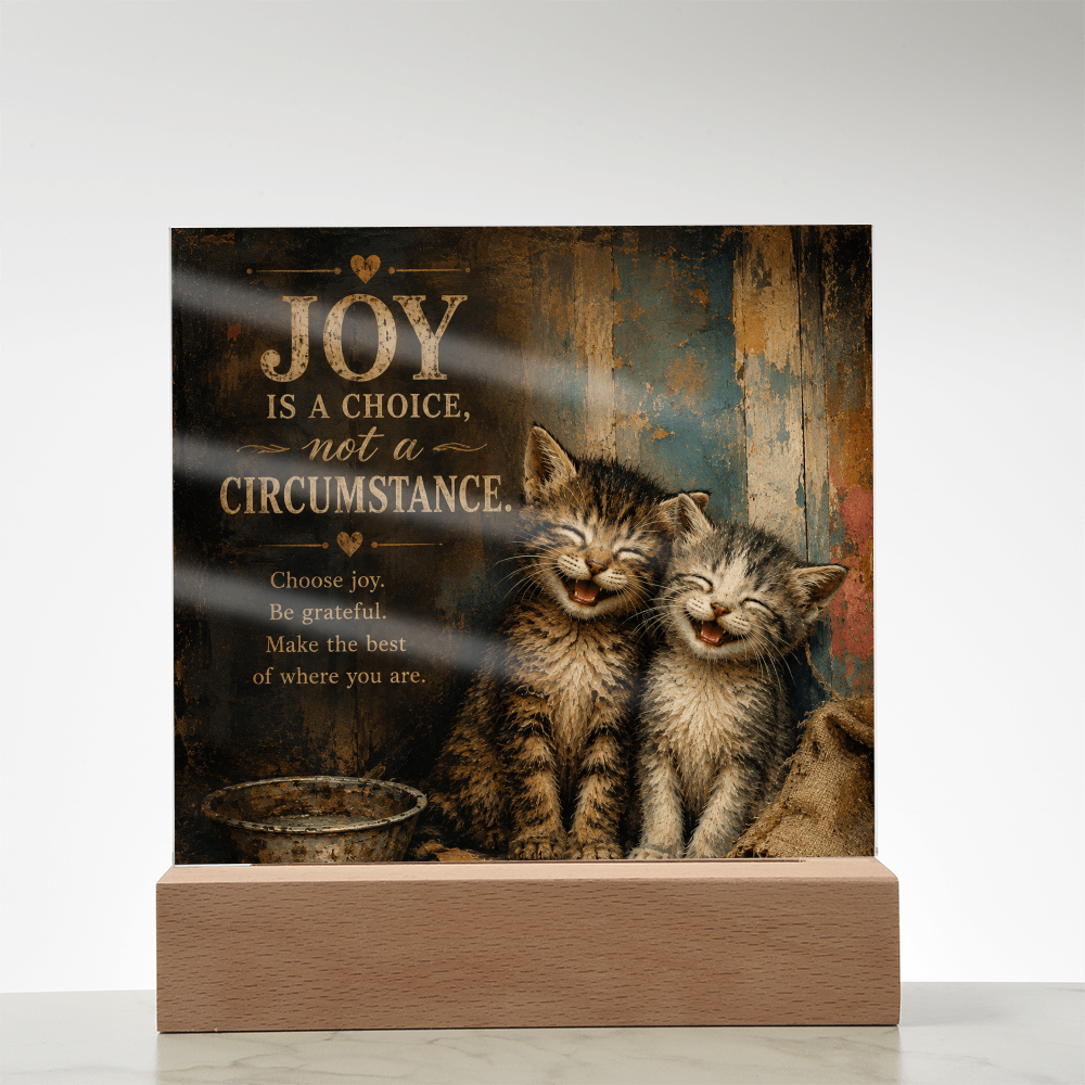 Joy Is a Choice Kitten Acrylic Plaque with LED Base