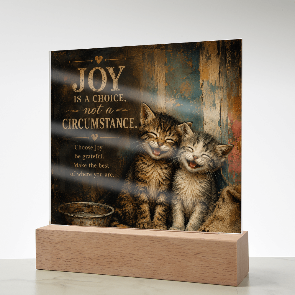 Joy Is a Choice Kitten Acrylic Plaque with LED Base