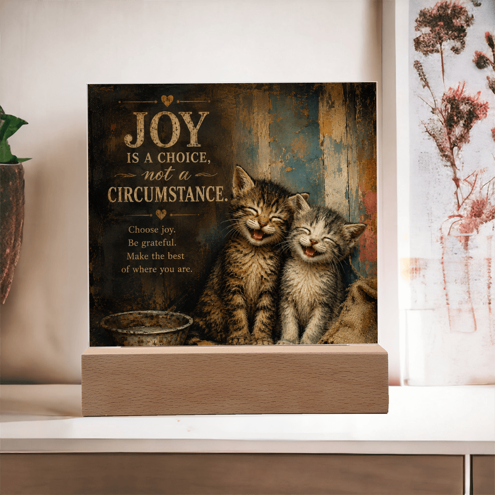 Joy Is a Choice Kitten Acrylic Plaque with LED Base