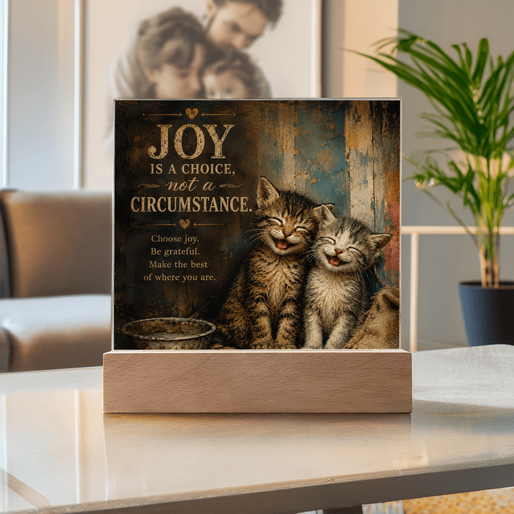 Joy Is a Choice Kitten Acrylic Plaque with LED Base