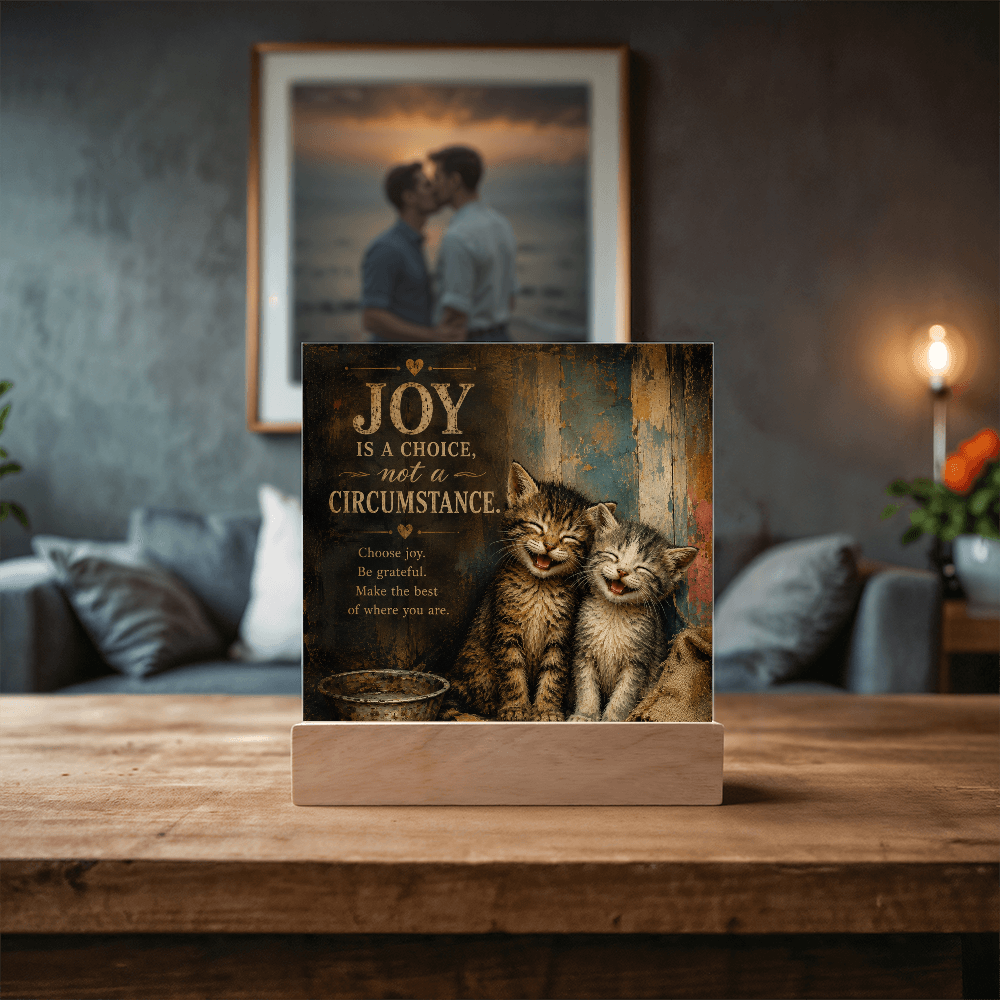 Joy Is a Choice Kitten Acrylic Plaque with LED Base