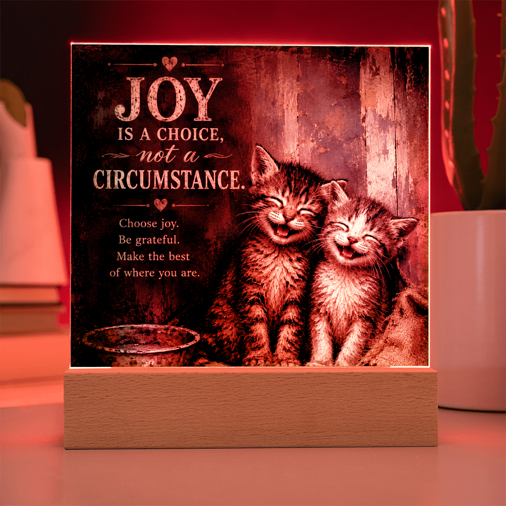 Joy Is a Choice Kitten Acrylic Plaque with LED Base